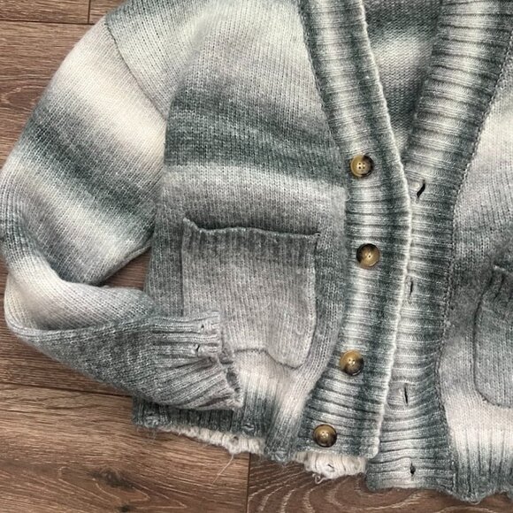 Pacsun Gray Striped Open Button Front Long Sleeve Wool Cardigan Size Medium - Picture 15 of 16